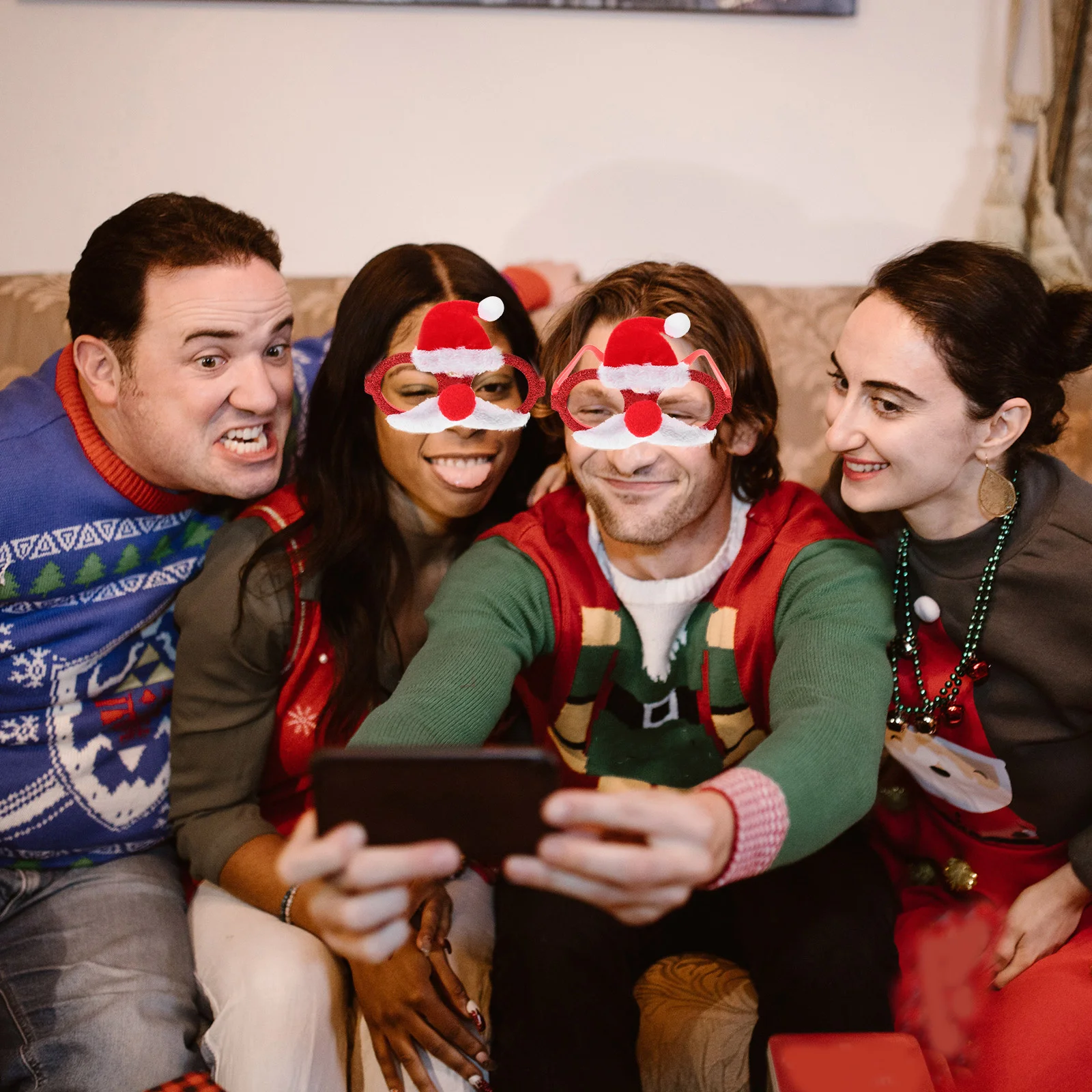 

Funny Christmas Glasses Frame Hat Photo Props Party Sunglasses Christmas Party Eyeglasses Funny Glasses