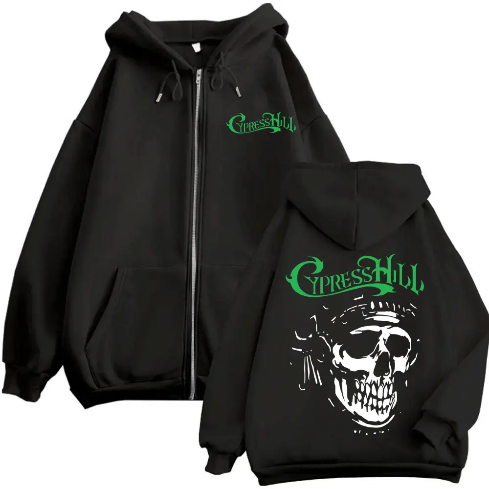 

Rapper Cypress Hill Skeleton Print Zipper Hoodie Male Vintage Oversized Hoodies Men Women Clothing Fashion Hip Hop Zip Up Jacket