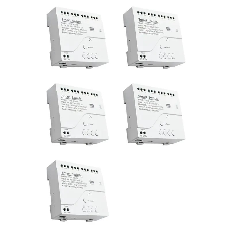 

【ДЕНЬ БЛАГОДАРЕНЬЯ】5X Tuya Smart Wifi Motor Switch Module RF 433 с радиоуправлением, 4-канальное реле с функцией импульсного управления для Alexa Google Home, 4 канала