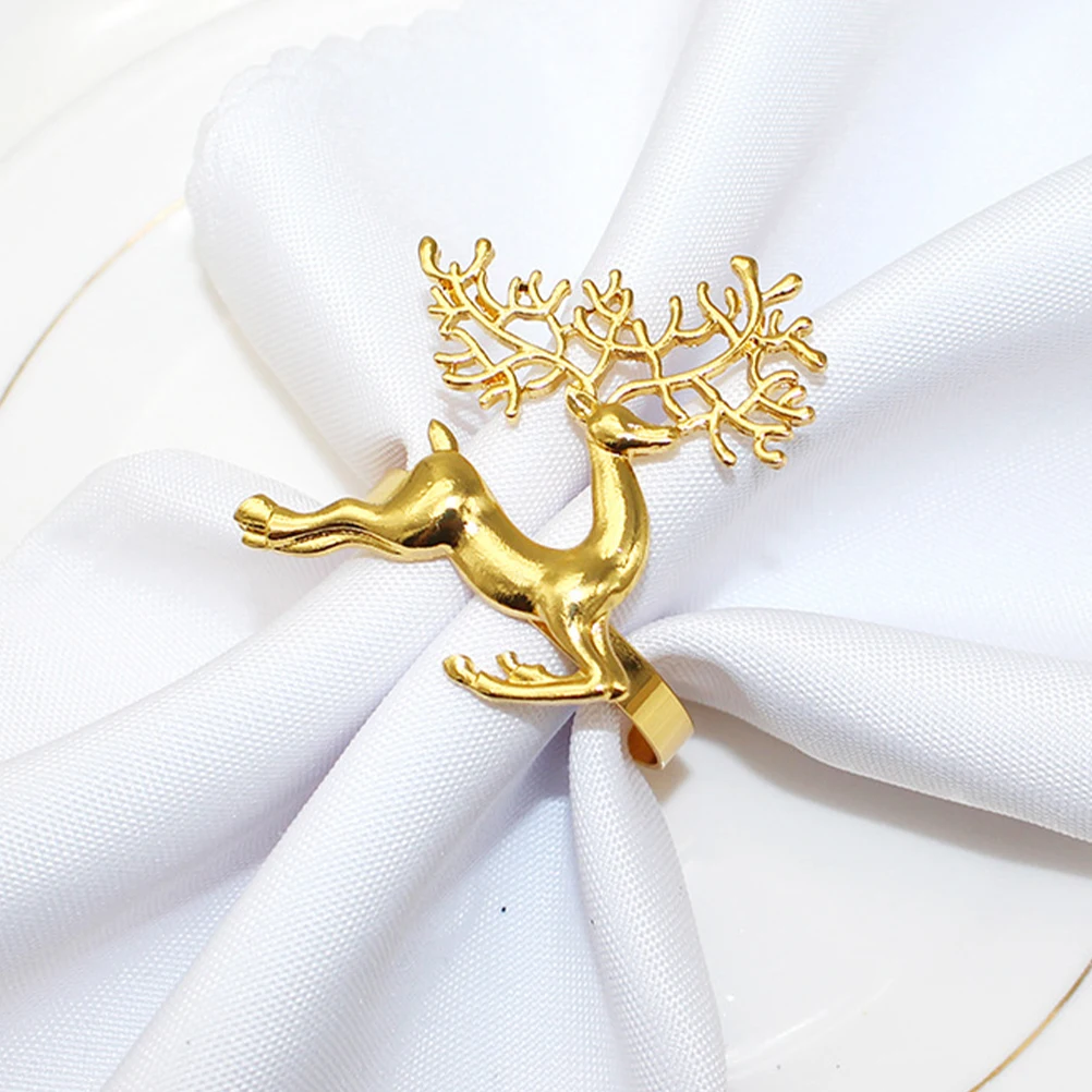 

6 шт., кольца с оленями, рождественская вечеринка, металлические держатели для салфеток, круг для салфеток из сплава, подарок, украшение стола, декор для банкета и ужина