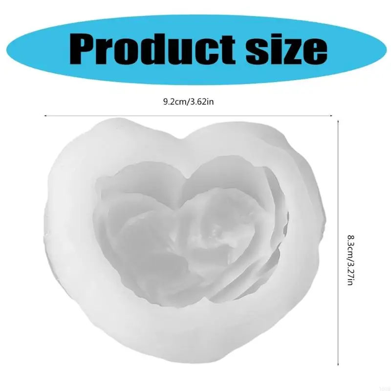 ซิลิโคนหัวใจแม่พิมพ์เรซิ่นศิลปะแม่พิมพ์เทียนเทียนแม่พิมพ์รูปดอกไม้ y08e