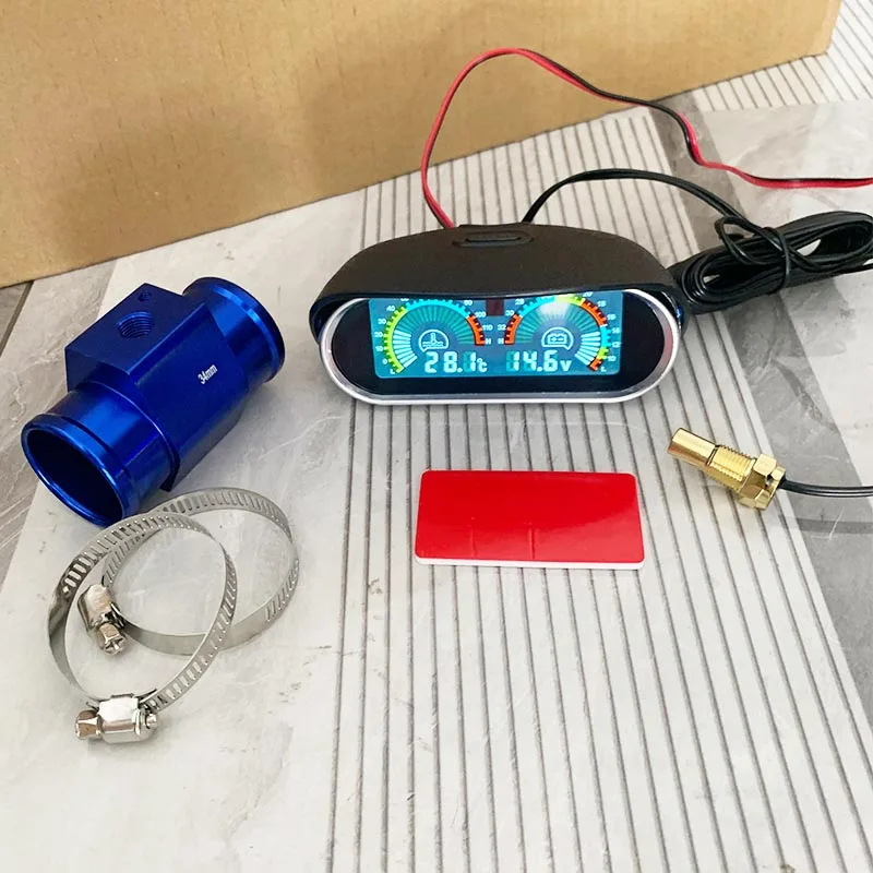 2-in-1 LCD Wassertemperatur- und Spannungsmesser für Auto und LKW mit 1/8NPT Sensor und Drei-Wege-Anschluss 12V/24V – Detail 4