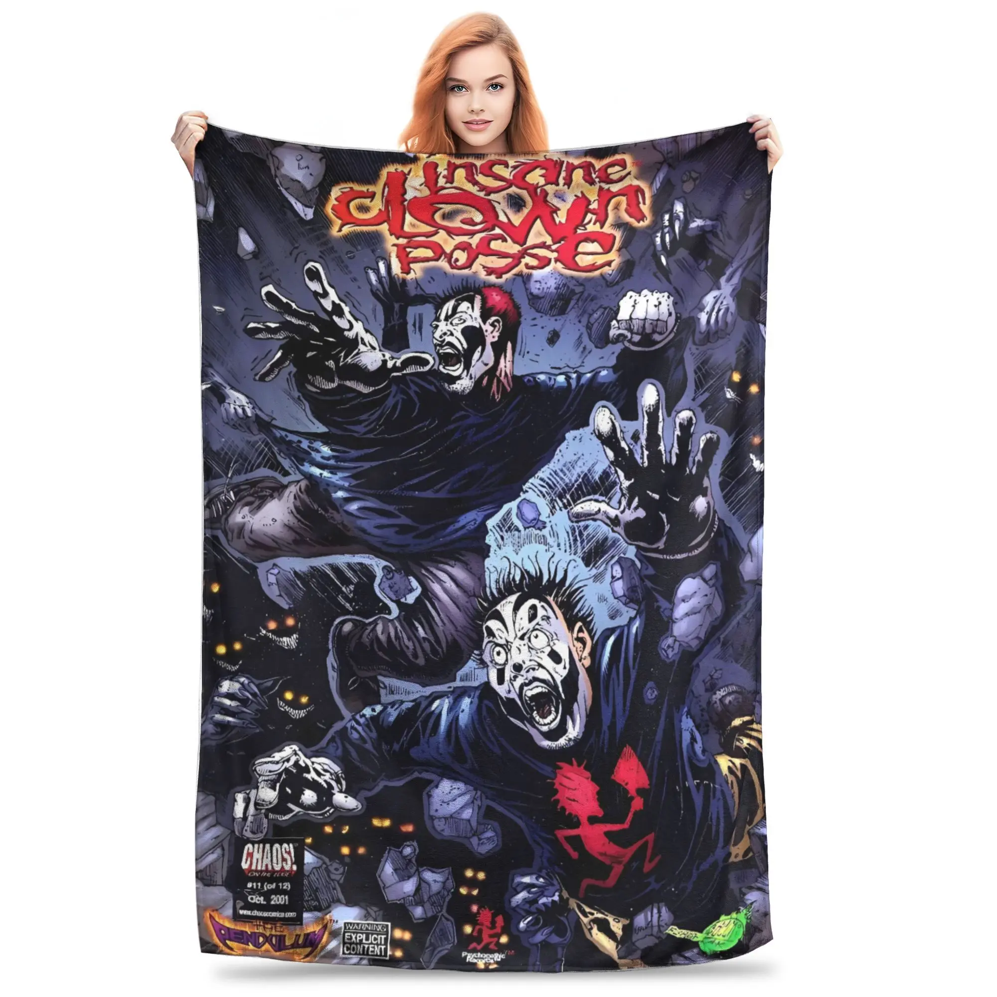 Insane Clown Posse Modern Music Band Warm Blanket Boy Girl Plush Throw Blanket Graphic Couch Chair Flannel Bedspread Bed Cover