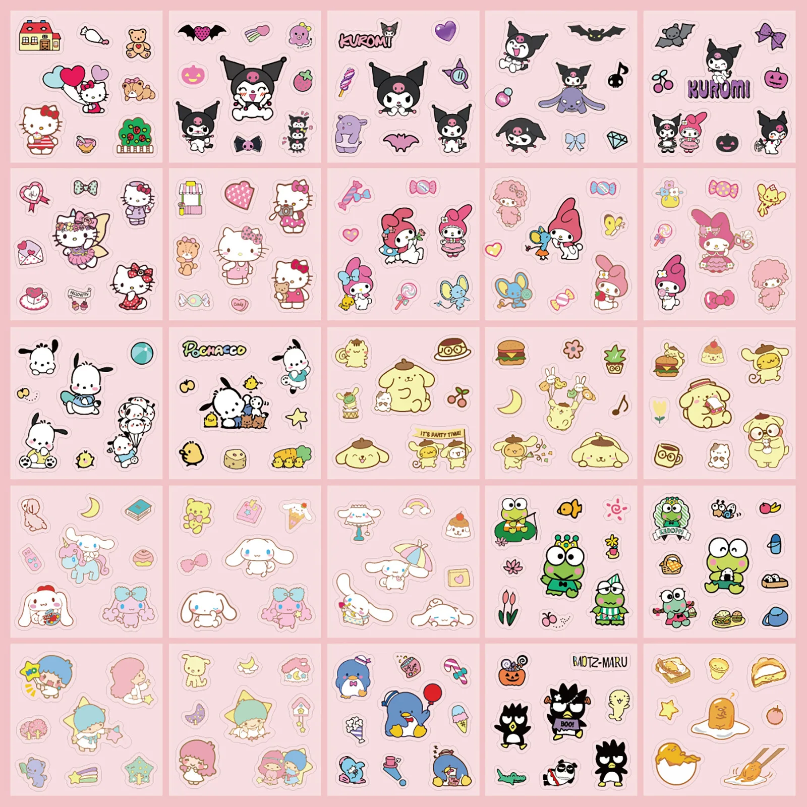 25/50 ورقة لطيف مرحبا كيتي بلدي ميلودي سانريو ملصقات الكرتون الهاتف زجاجات مياه أقراص القرطاسية ملصقات الأطفال