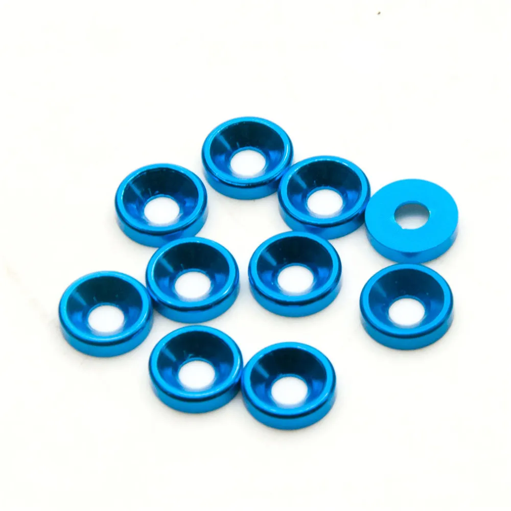TRINOOD 10pcs M3 3mm Junta de arruelas de cabeça escareada anodizada colorida para carro 1/10 RC