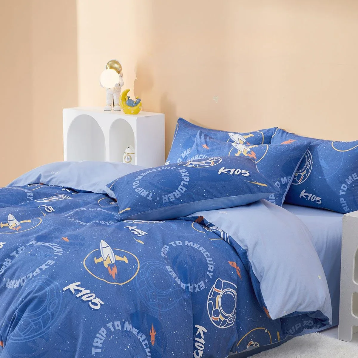 

Cotton abraded four-piece set Class A antibacterial kit Children's cartoon bed sheet quilt cover