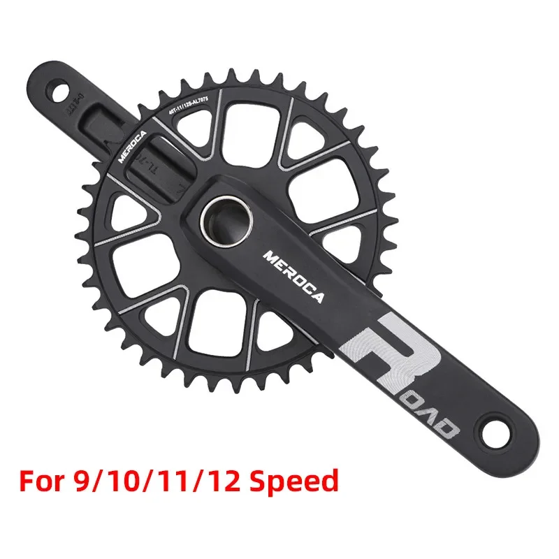 

MEROCA Road Bike crankset Hollow Integrated Single Chainring 40/42T Aluminum Alloy Crank arms parts for Racing Cycling bicycle