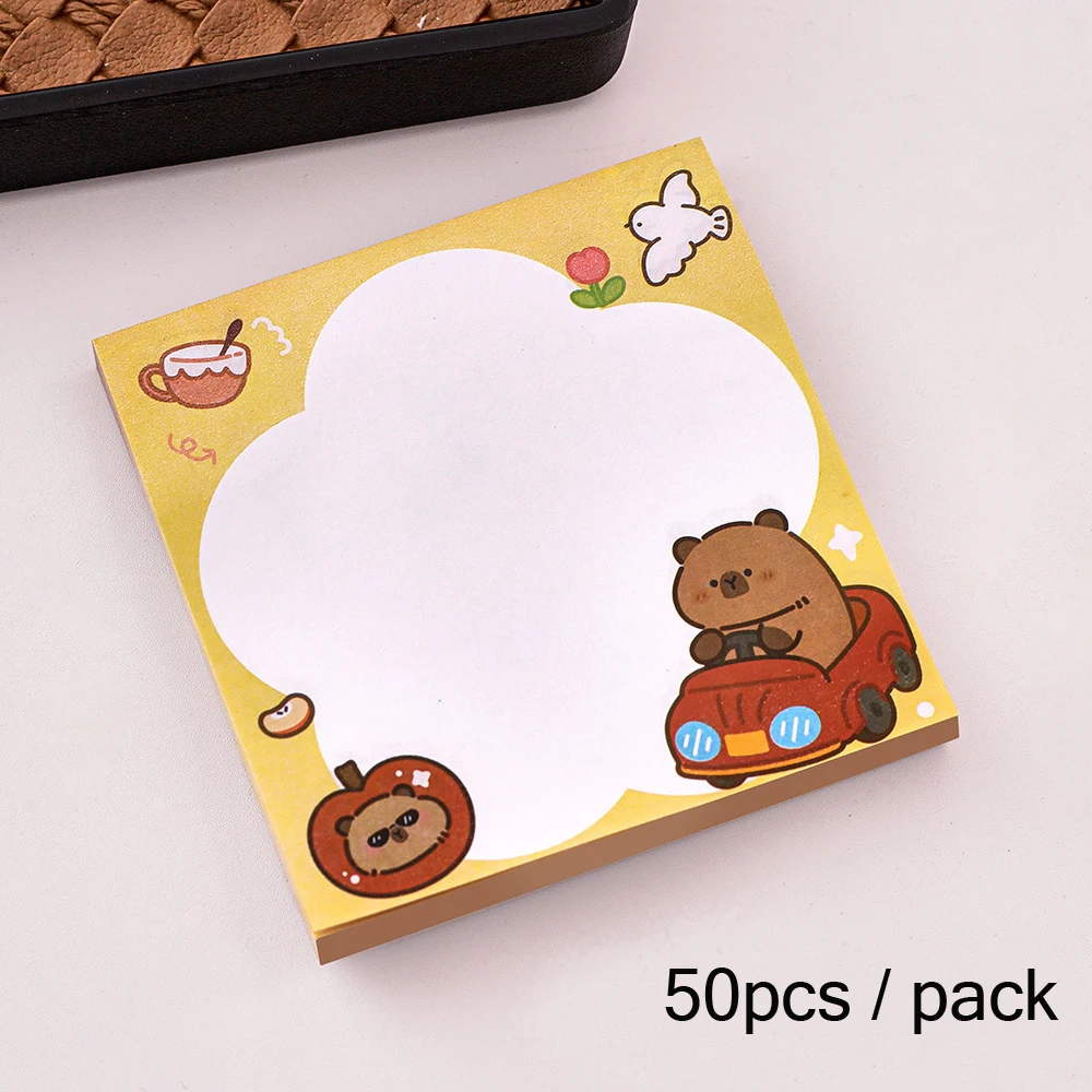 4Pack Kawaii Sticky Notes Capybara Notepad Korean Stationery Offices Accessories Material Paper Student Planner Back To School