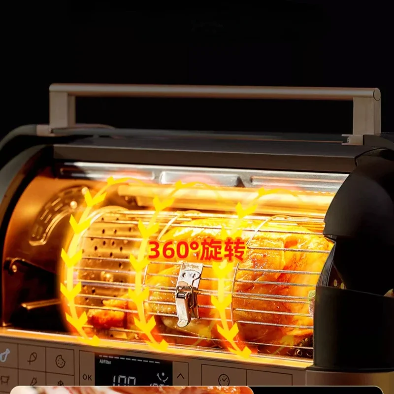 Horno Freidoras De Aire Eléctrico, dispositivo multifunción De 220V para hornear pollo, rotativo automático