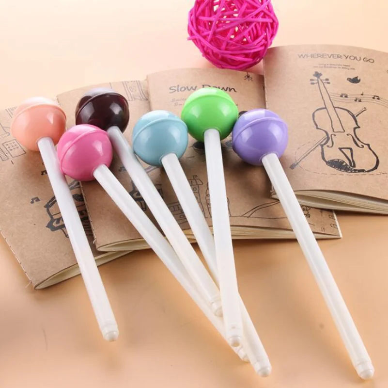 

36pcs Wholesale Student Stationery Creative Cute Lollipop Gel Pen Creative Needle Ink Pen Signature Black office accessories