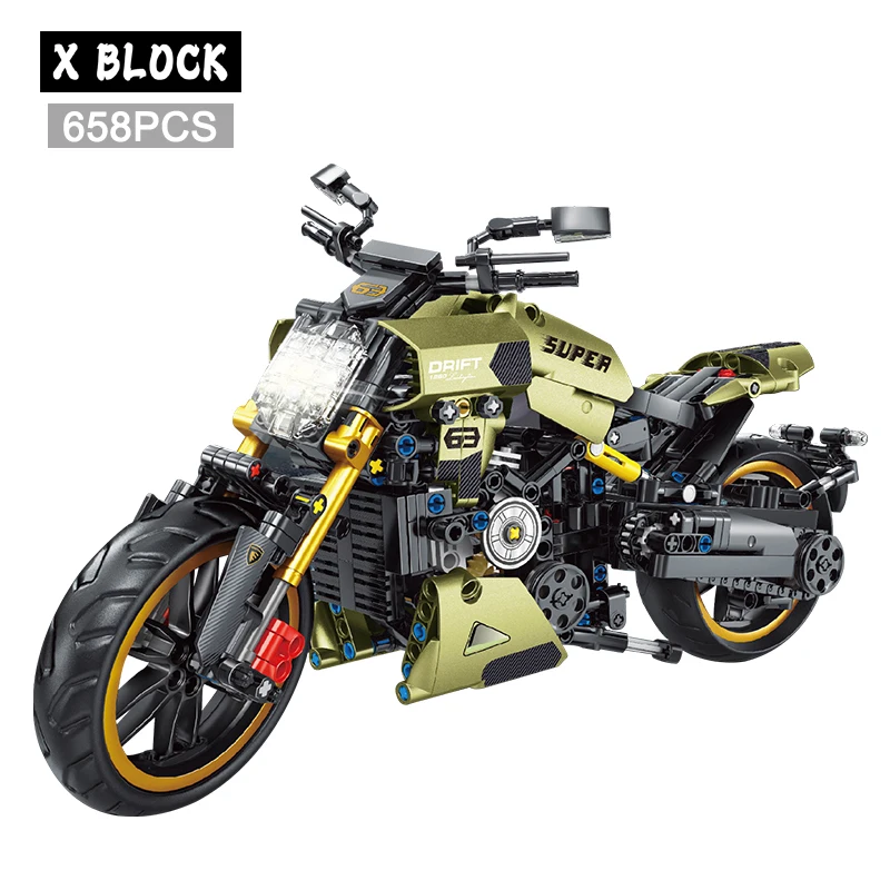 

619-658pcs City Technical Motorcycle Car Model Building Blocks MOC Racing Motobike Vehicle Bricks Toy for Kids Gifts T3034 T3035