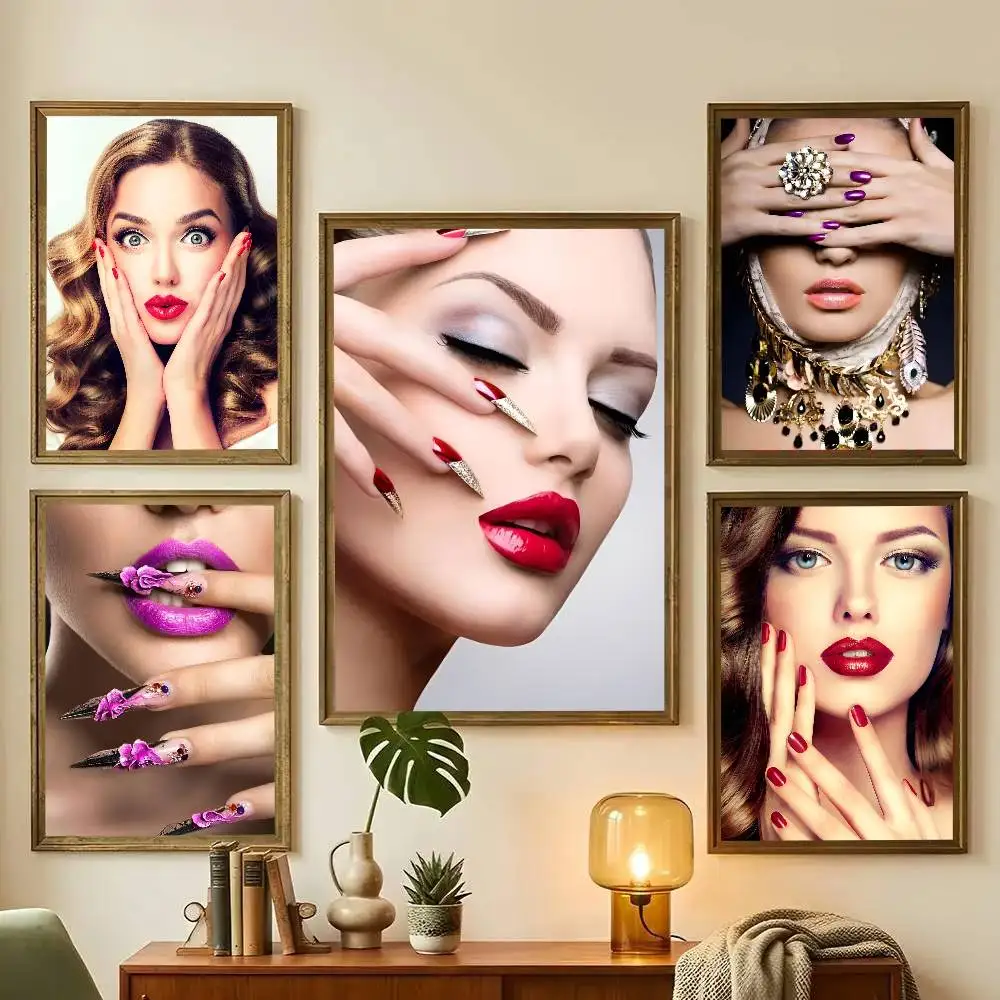 1pc Beauty Salon Nail Shapes Guide Poster Sticker Print Waterproof Wall Art For Living Room Bedroom Home Decor