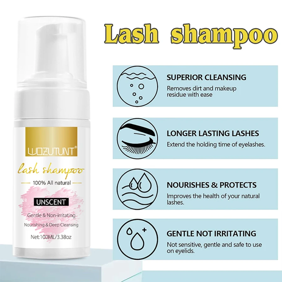 まつげエクステンションシャンプー 100 ミリリットル女性フォームムースまつげリンスボトルまつげシャンプーとメイク落としパッドブラシ付き 7 ピース/セット