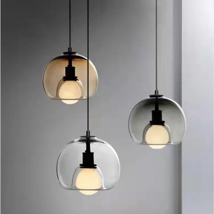 

Modern minimalist and luxurious creative single head circular glass restaurant Nordic bar counter, bedroom bedside pendant light
