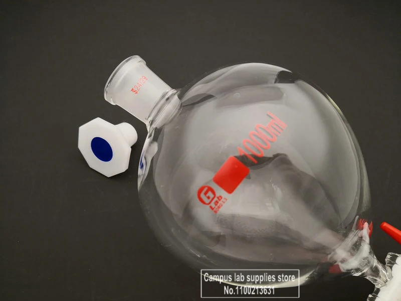 1piece 25ml To 1000ml 19#/24# Ball-shaped Clear Lab Glass Separating Funnel with PTFE Piston