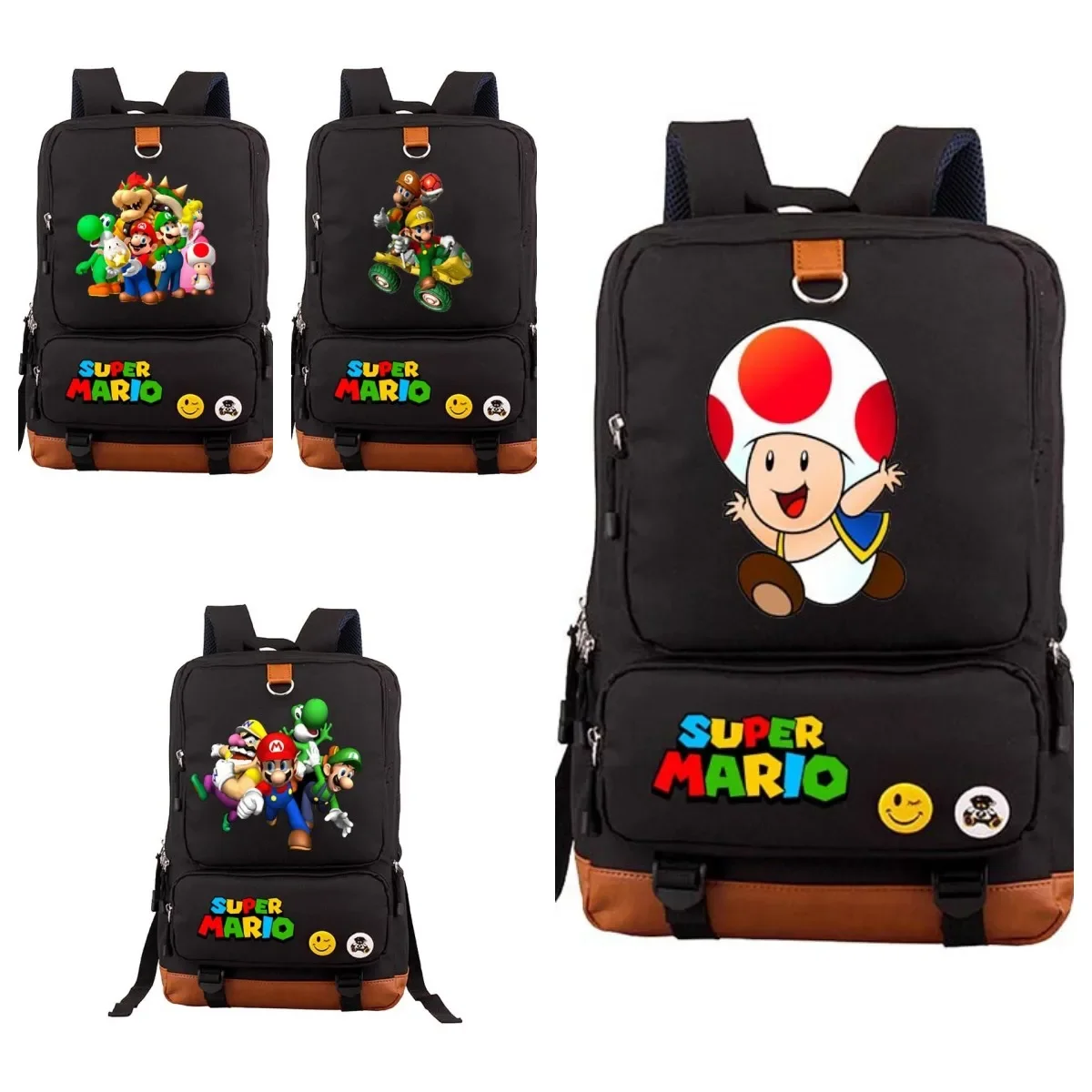 Game Super Mario Mario Backpack Student School Bag Youth Backpack Elementary and Middle School Students Casual Backpack