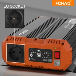 FCHAO Pure Sine Wave Inverter 3600W 24v 12v to 220v 230v 240v transformer European socket with cont for solar panel car inverter