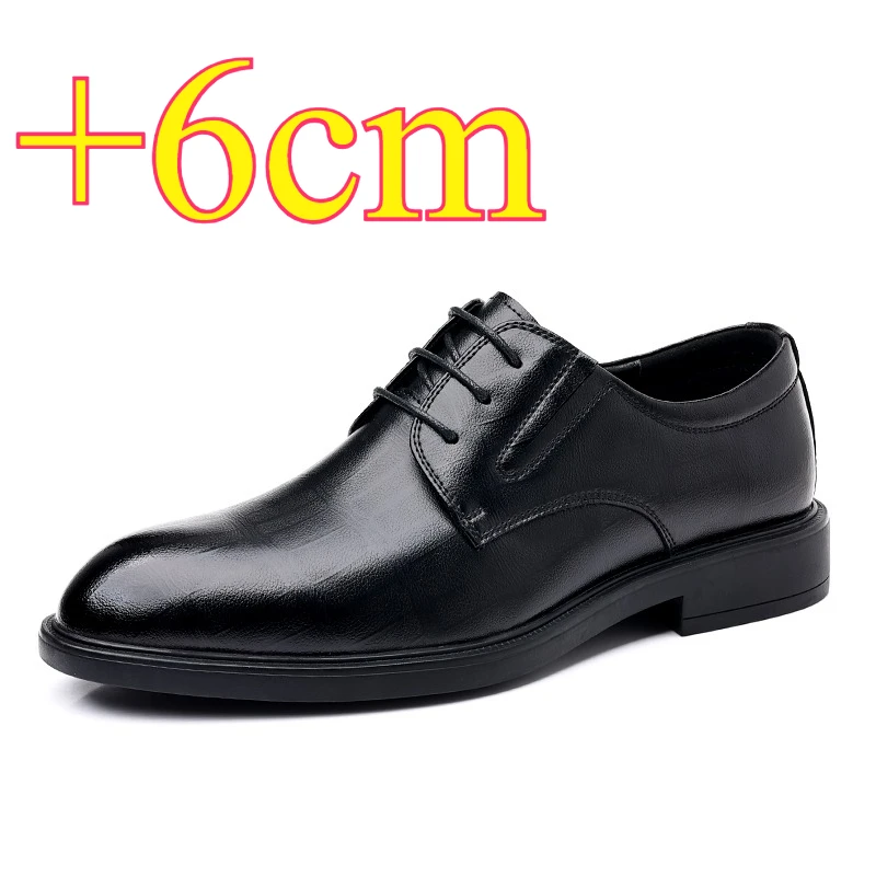 

6cmElevator Shoes Men Dress Shoes Black Soft Leather Men Heighten Formal Shoes Casual Business Men Oxfords Suit Shoes