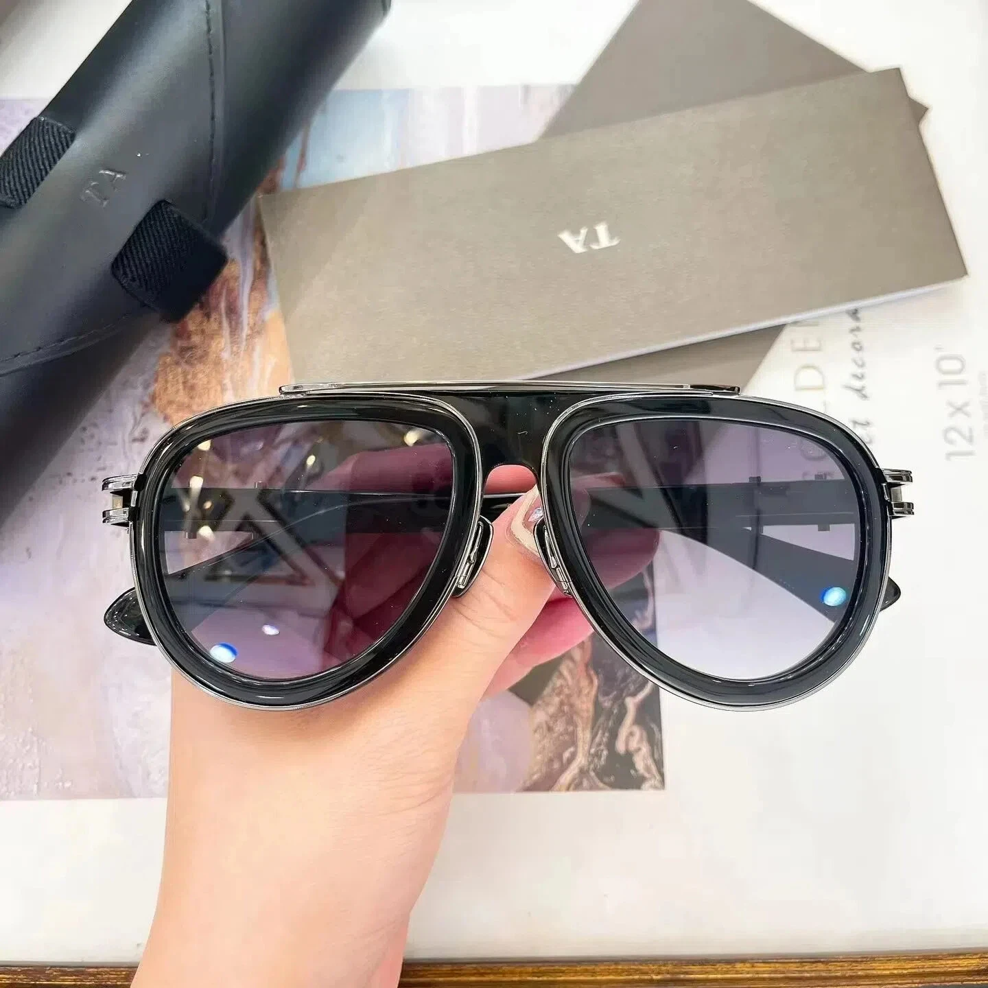 

Authentic For DIYTA DT DTS403B LXN-EVO II Stylish Men Women Sun Glasses Oval Black Acetate Frame Male Couple Eyewear With Box