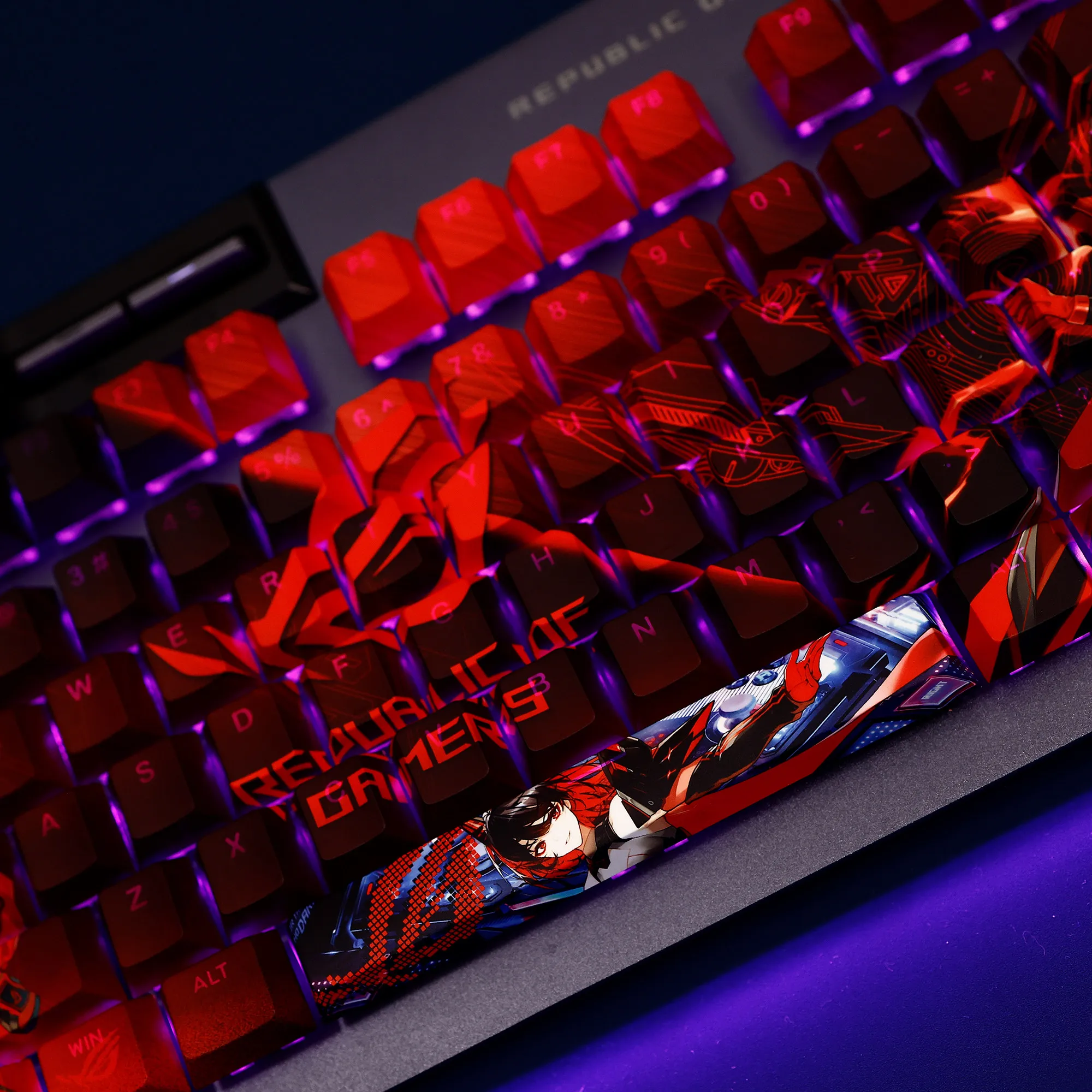 108 Keys/Set Red Anime Cartoon Cute Sexy Girl PBT Gaming Keycaps Cherry Height for ROG Republic Of Gamers Azoth/Strix Scope II