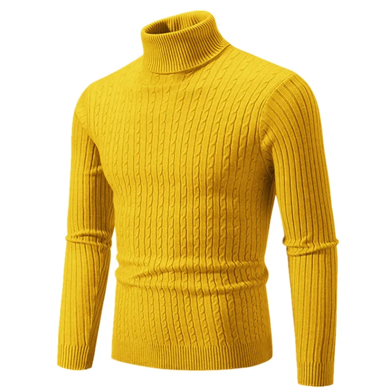 2025 Maglione dolcevita tinta unita da uomo nuovo Nero, bianco, blu royal, top pullover casual maschili semplici alla moda