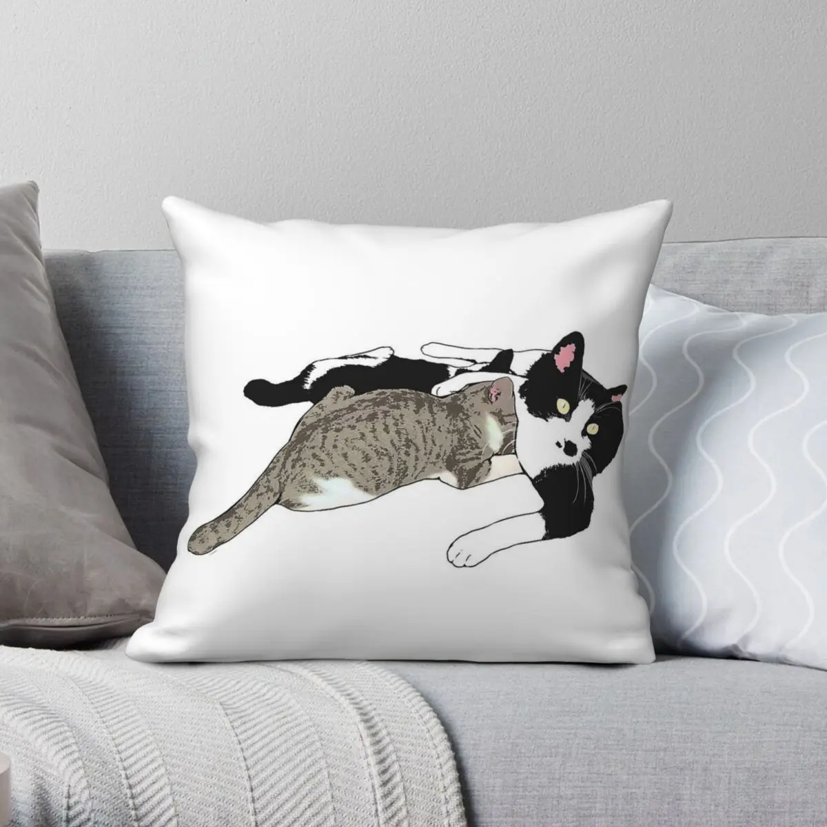 Cuty Stray Cat Square Pillowcase Polyester Linen Velvet Pattern Zip Decor Throw Pillow Case Home Cushion Case