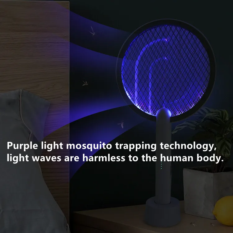 PALONE 2 IN1 Electric Flies Swatter with UV Light USB Rechargeable LED Lamp Summer Mosquito Trap Racket Anti Insect Bug Zapper.