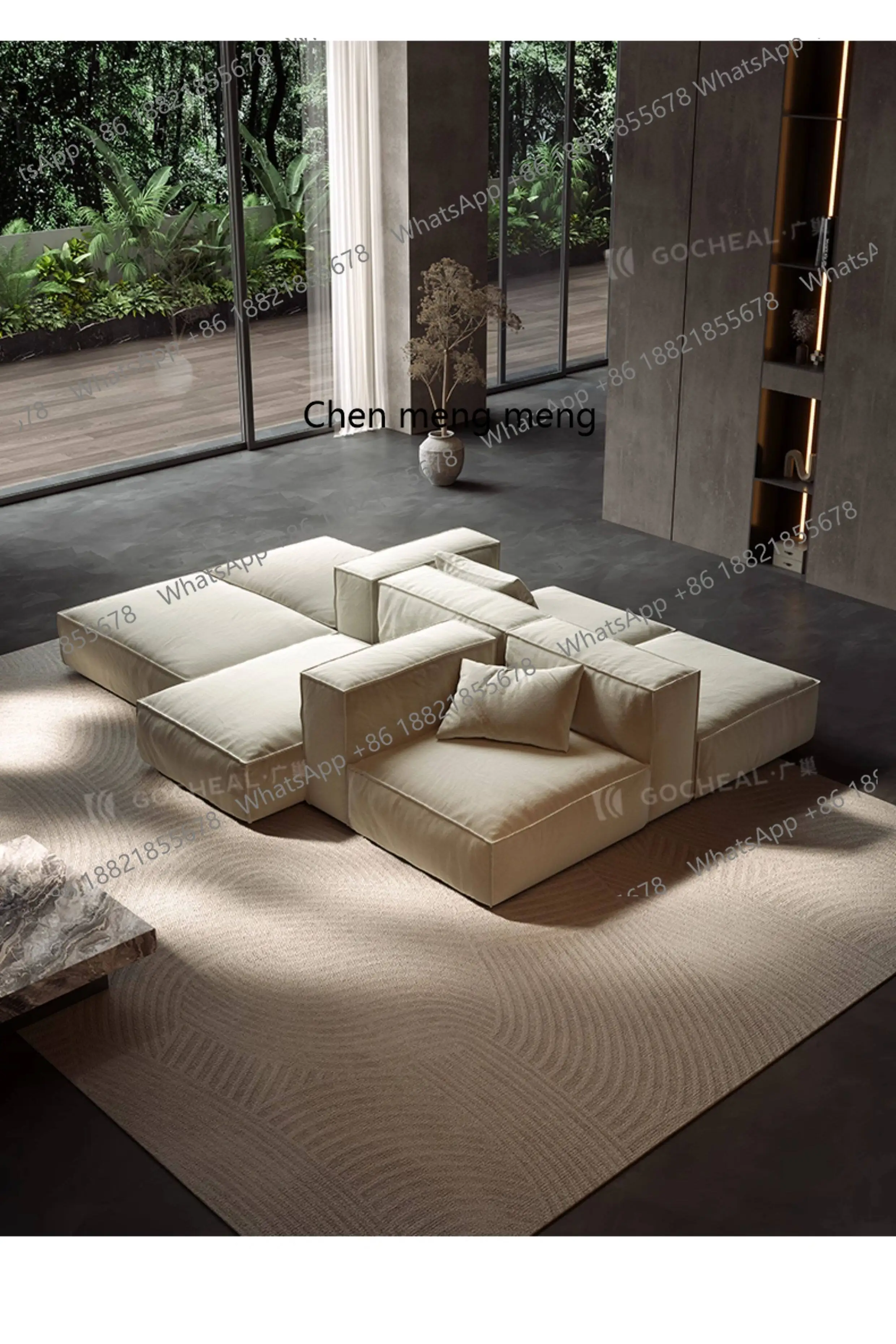 

Italian minimalist module linen fabric sofa living room double-sided tofu block combination B
