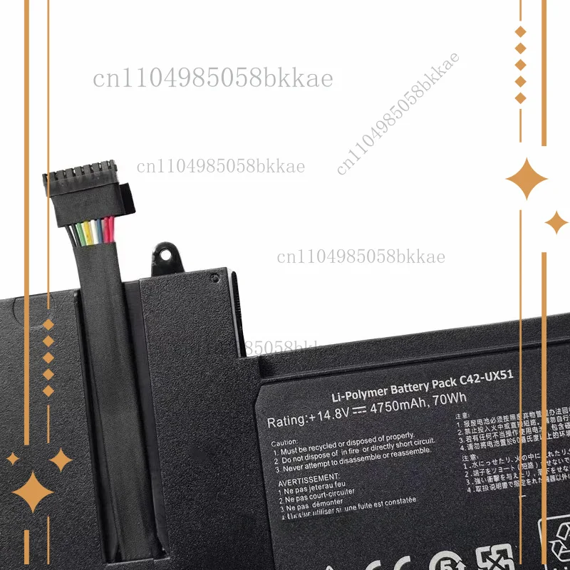 

C42-UX51 New C42-UX51 Laptop Battery for ASUS ZenBook U500 U500V U500VZ UX51 UX51VZ UX51V 14.8V 4750mAh 70wh