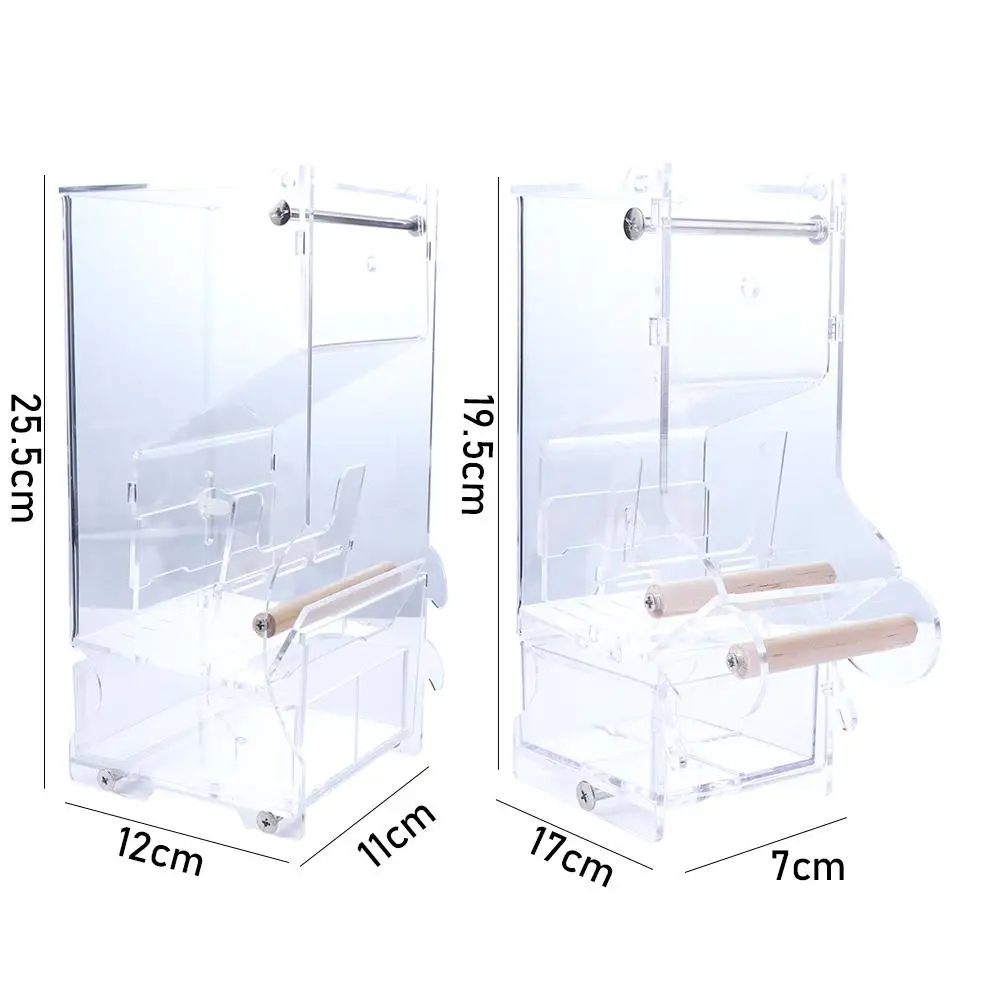 Bird Feeders Acrylic Easy to Install Transparent Automatic Parrot Food Dispenser Pet Birds Feeding Devices