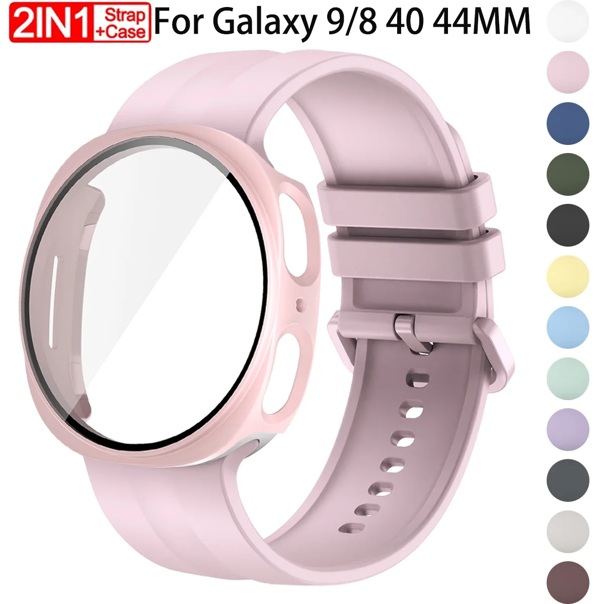 Case + Strap for Samsung Galaxy Watch 9/8 40/44mm PC Cover + Tempered Glass for Galaxy 9 44 40mm Protective Bumper Silicone Band
