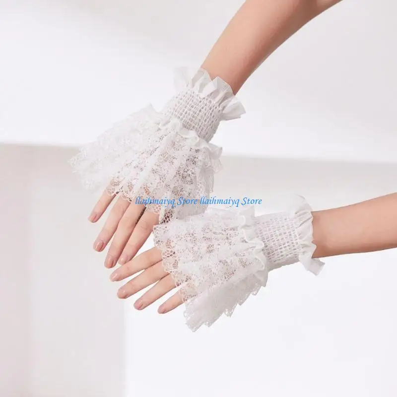 573B 1 Pair Lightweight Lace Sleeve Covers for Indoor Conventions Comfortable Long Wear in Warm Weather Conditions