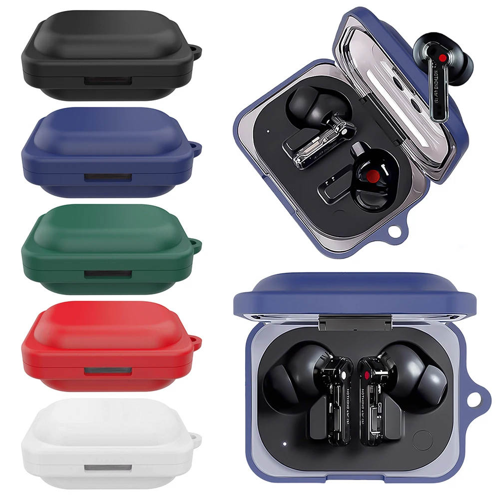 Silicone Soft Protective Cover Anti Drop Protective Skin Sleeve Dustproof with Carabiner for Nothing Ear (a) Wireless Headphones