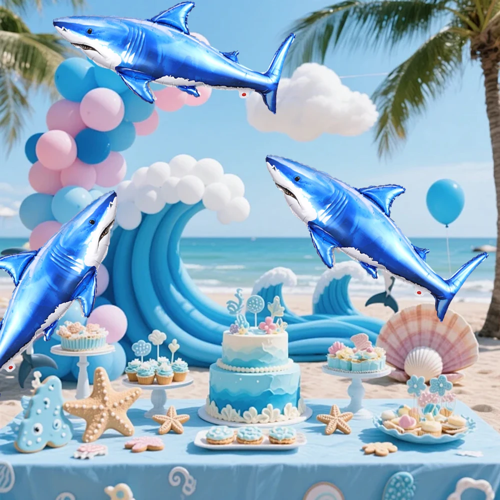 1/2 Stück Ozean-Thema Hai-Folienballons Unterwasser-Geburtstags- und Hochzeitspartydekoration Baby-Shower-Zubehör Kindergeschenke – Detail 4