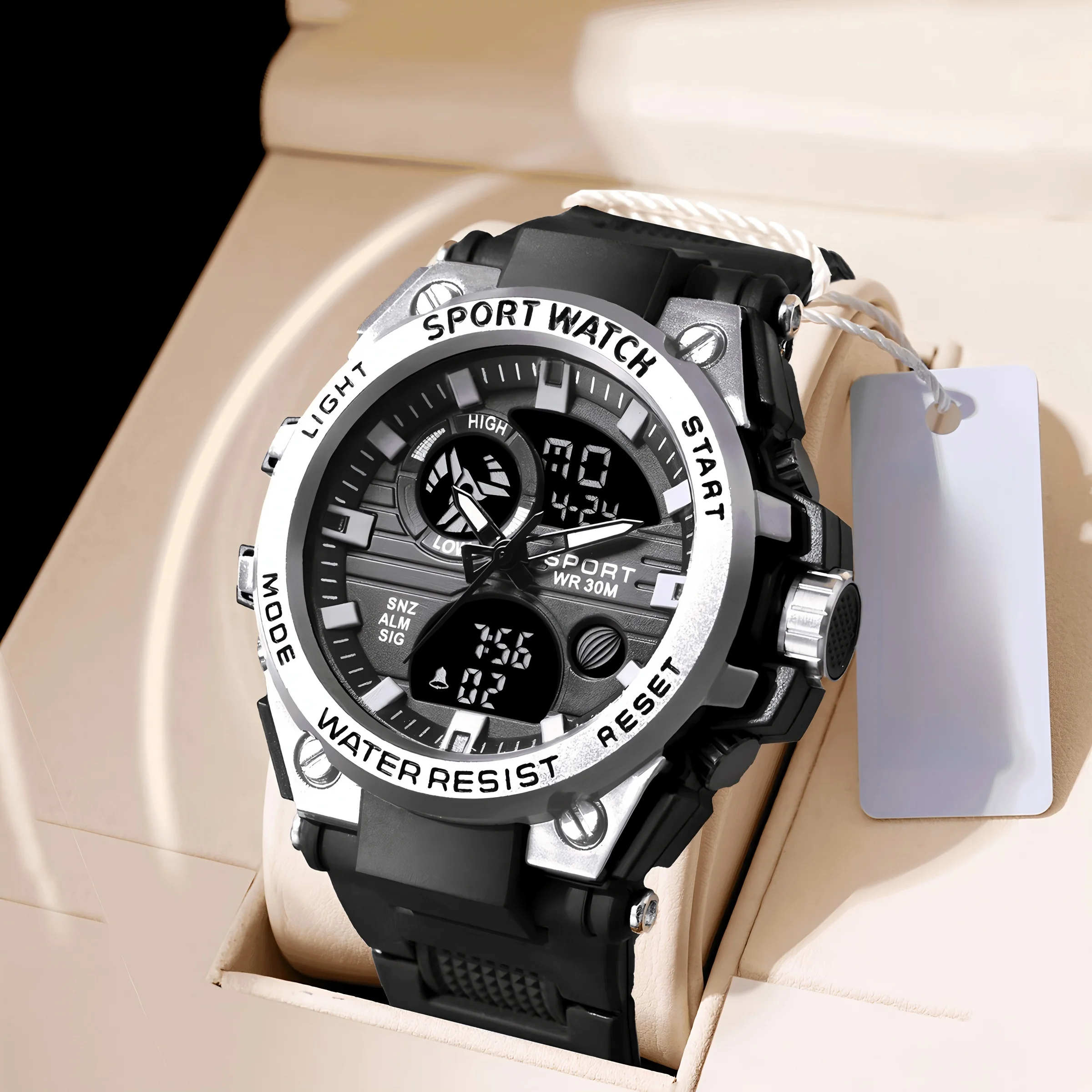 Multi Functional Sports Junior High School Student Trendy Night Light Dual Display Men's Watch