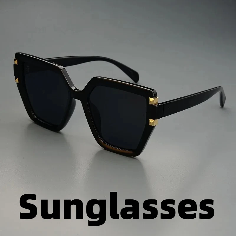 

Oversized Geometric Polarized Sunglasses Gold Studded Square Sun Glasses for Women Men Fashion Eyewear UV Resistant Glasses