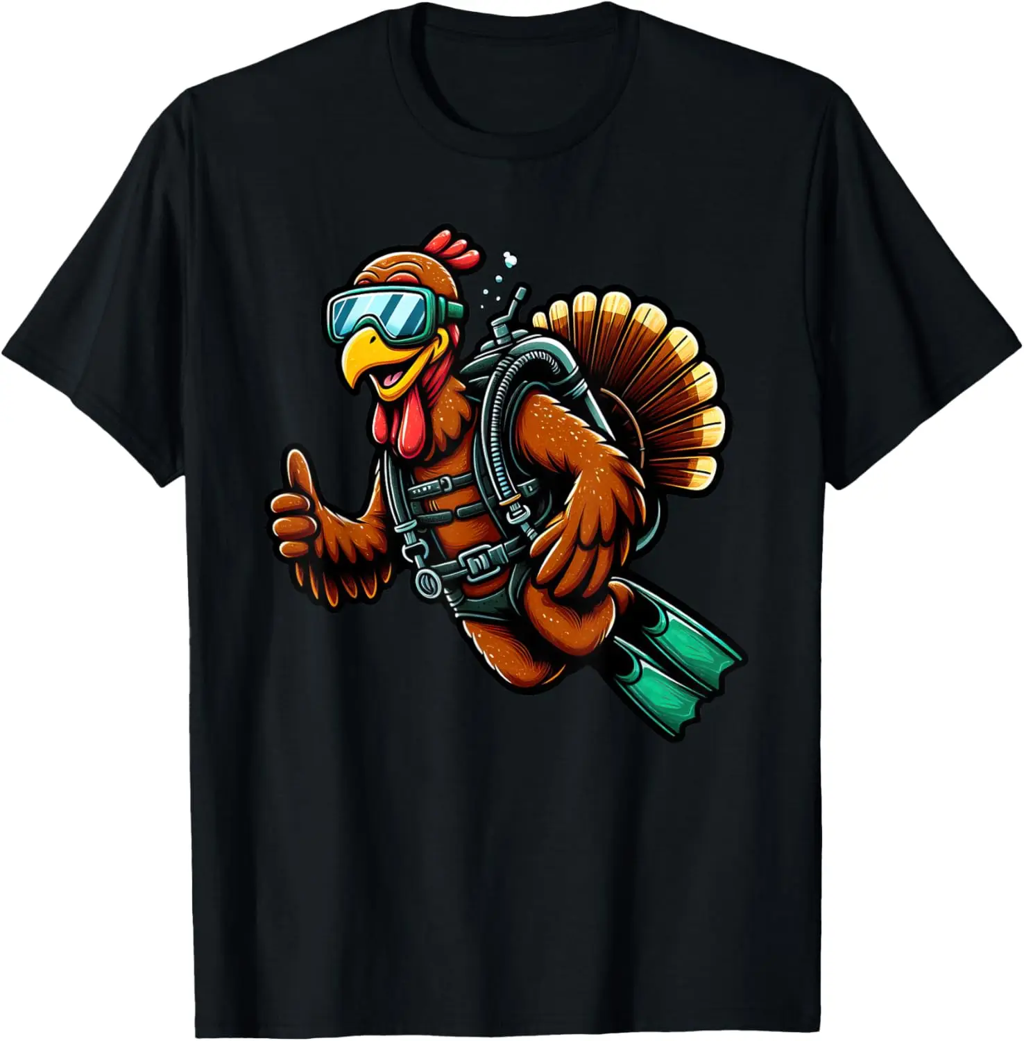 Diver de buceo de pavo divertido, camiseta de buceo de Acción de Gracias para mujer y hombre