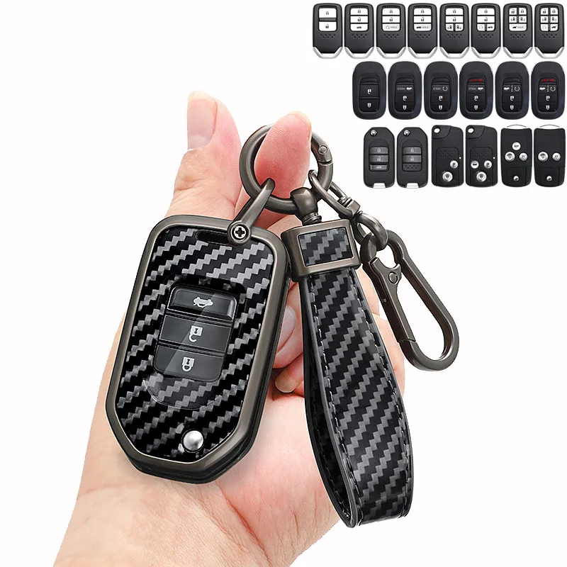 

Zinc Alloy + PU Leather Car Key Fob Cover Case For Honda Civic HRV CRV XRV CR-V Crider Odyssey Pilot Fit Accord Remote Protect