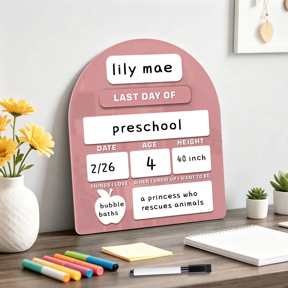 School Year Sign with Interchangeable FIRST DAY OF and LAST DAY OF Inserts for Consistent for milestone Photography Setup