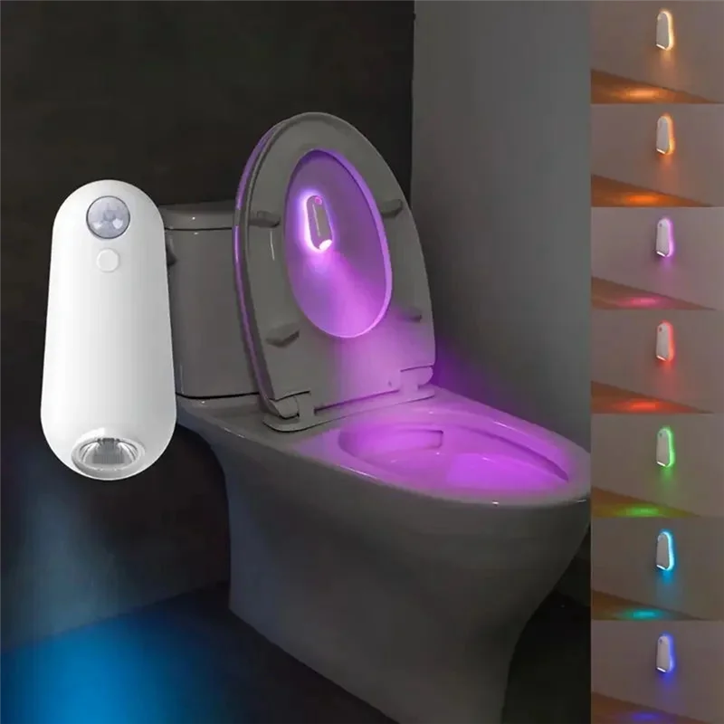 

ABKO-Toilet Light Motion Sensor Led Lamp 8 Colors Wireless Rechargeable Night Light For Bathroom Restroom Stairs Waterproof