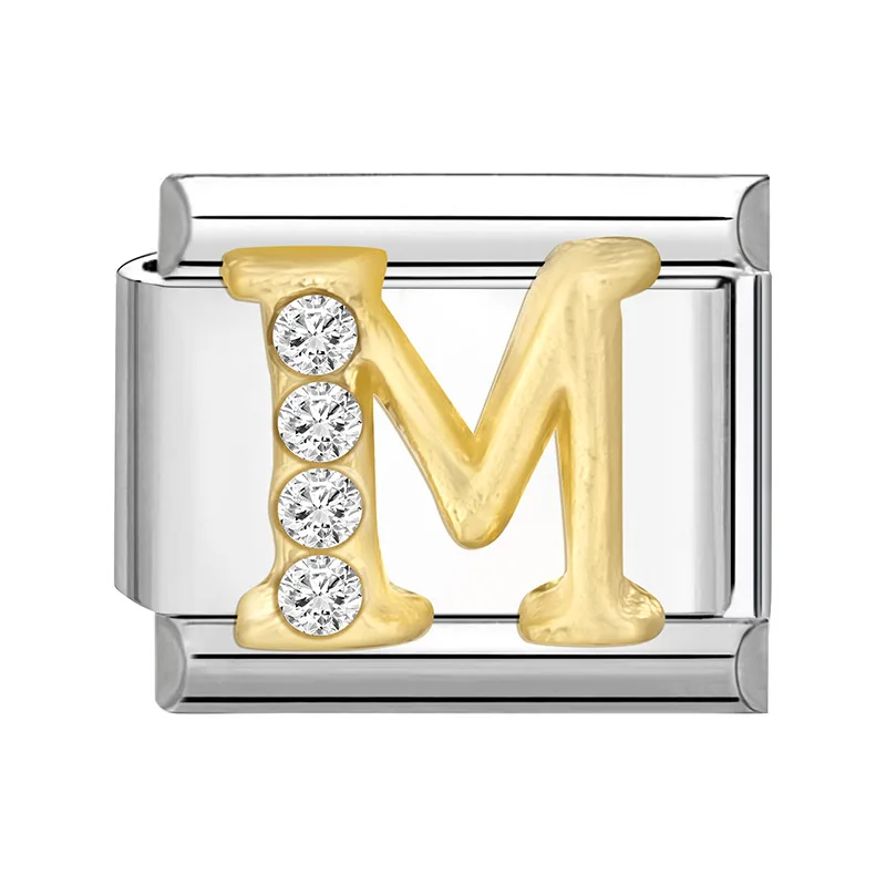 1 Stück 304 Edelstahl Italienische Charm-Anhänger 26 Englische Buchstaben Passend für 9mm DIY Armband Schmuckherstellung 10mm x 9mm Personalisiert – Detail 13