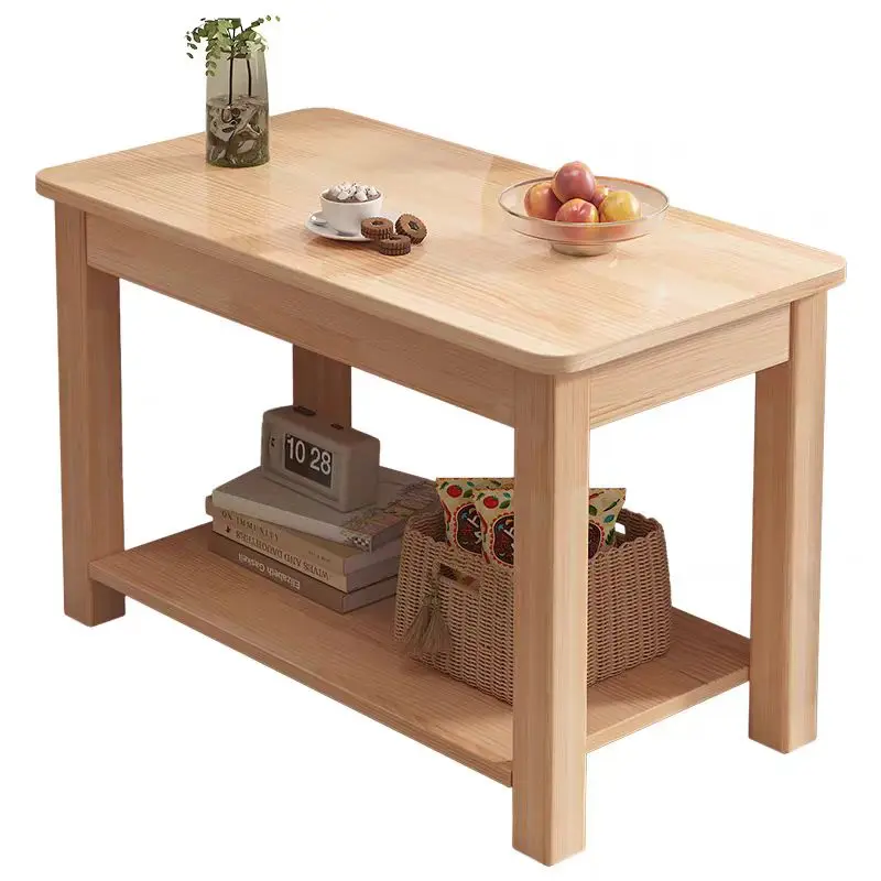 

All solid wood rubber wood sofa edge several small apartments living room simple multi-layer room storage table small table