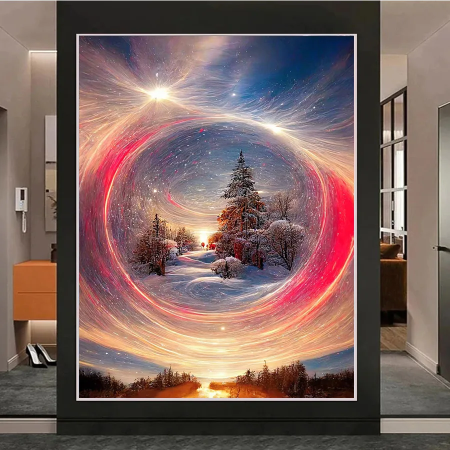 Fantasy forest snow landscape 5D DIY diamond painting full square round drill sunset view diamond mosaic cross stitch home decor