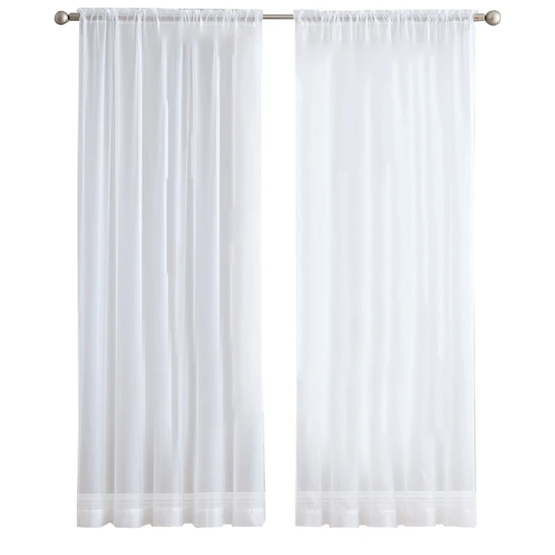 A75K 2Pcs Super Soft Great Hand Feeling White Tulle Curtains for Living Room Decoration Modern Veil Chiffon Solid Sheer Voile