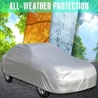 Cubierta de coche impermeable a prueba de polvo, capa de película de PE para todas las estaciones con parasol protector de aluminio, ajuste Universal, reflejo de rayos UV para vehículo