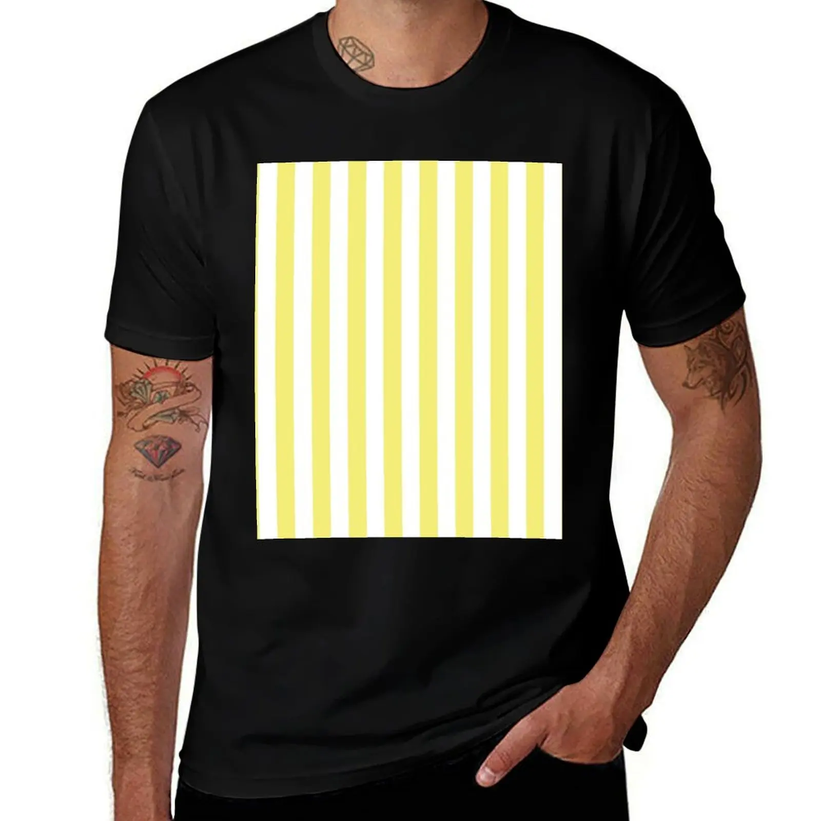 

Small YELLOW and WHITE Vertical Stripes T-Shirt t shirts for man pack white t shirts designer T-shirt