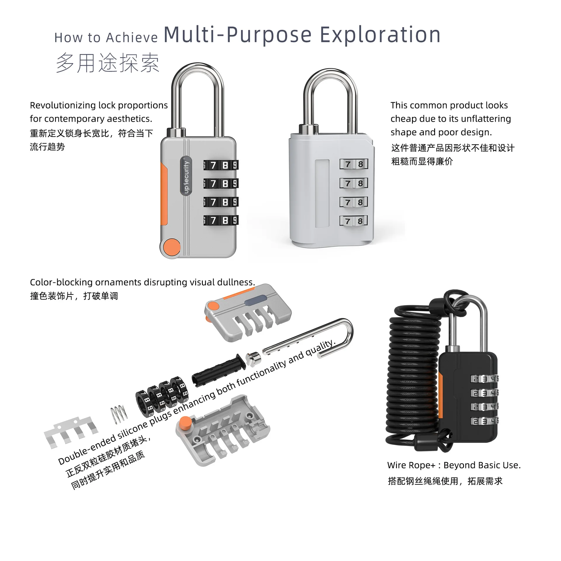 Contrast Color Aesthetic Multi-Purpose Backpack Gym Locker Password Hanging Lock Cross-Border Hot Selling Password Lock