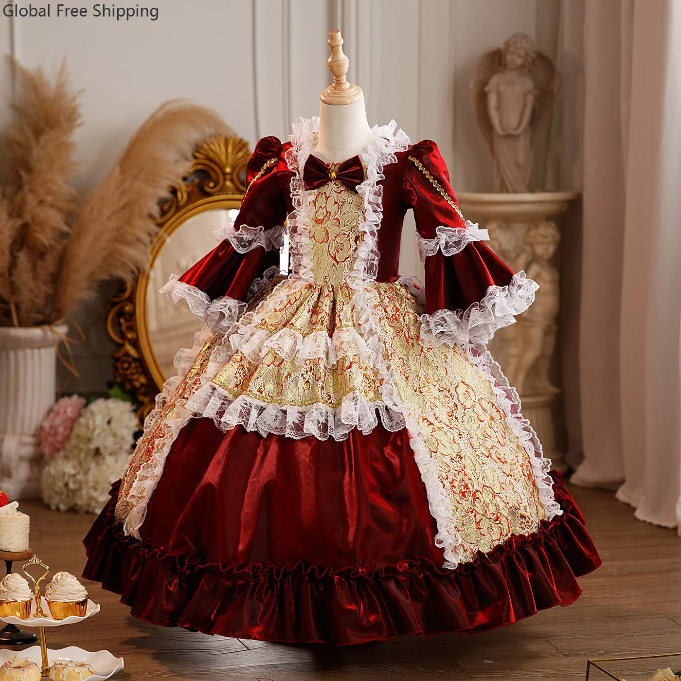 Höfliches Renaissance-Ballkleid im viktorianischen Stil für Kinder, Neujahrsbankett, Lolita-Abendkleid, Weihnachtsfeierkleid 2026