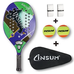 INSUM Beach Tennis Racket Carbon Fiber With Soft EVA Racket Suitable For Training Beach Tennis Set - 6 Pieces