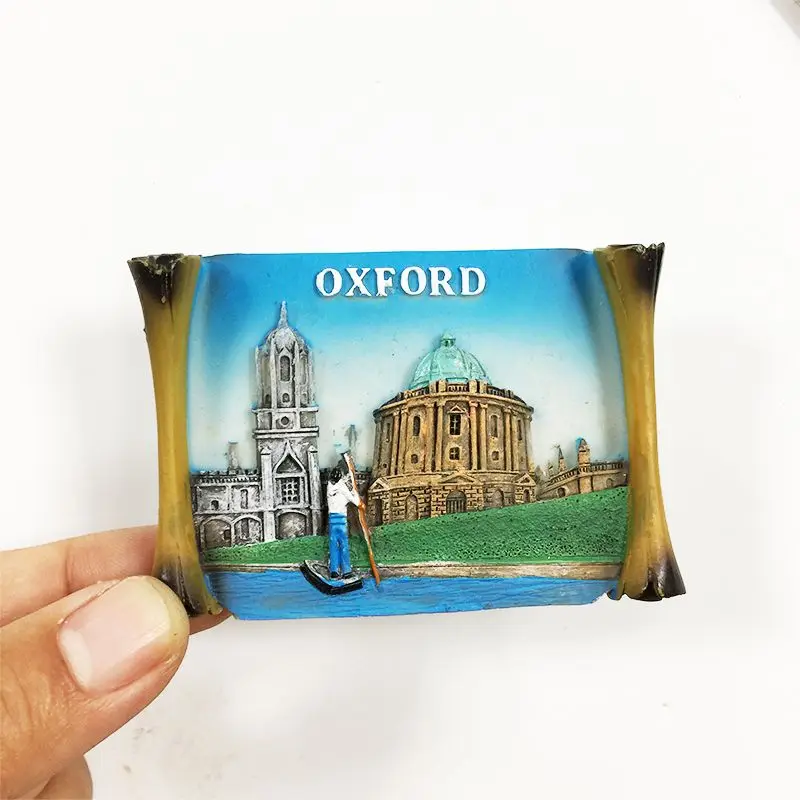 

UK Oxford Radcliffe Camera & Punting Scene 3D Resin Fridge Magnet - Cute Magnets for Fridge Home Decor Items Room Decoration